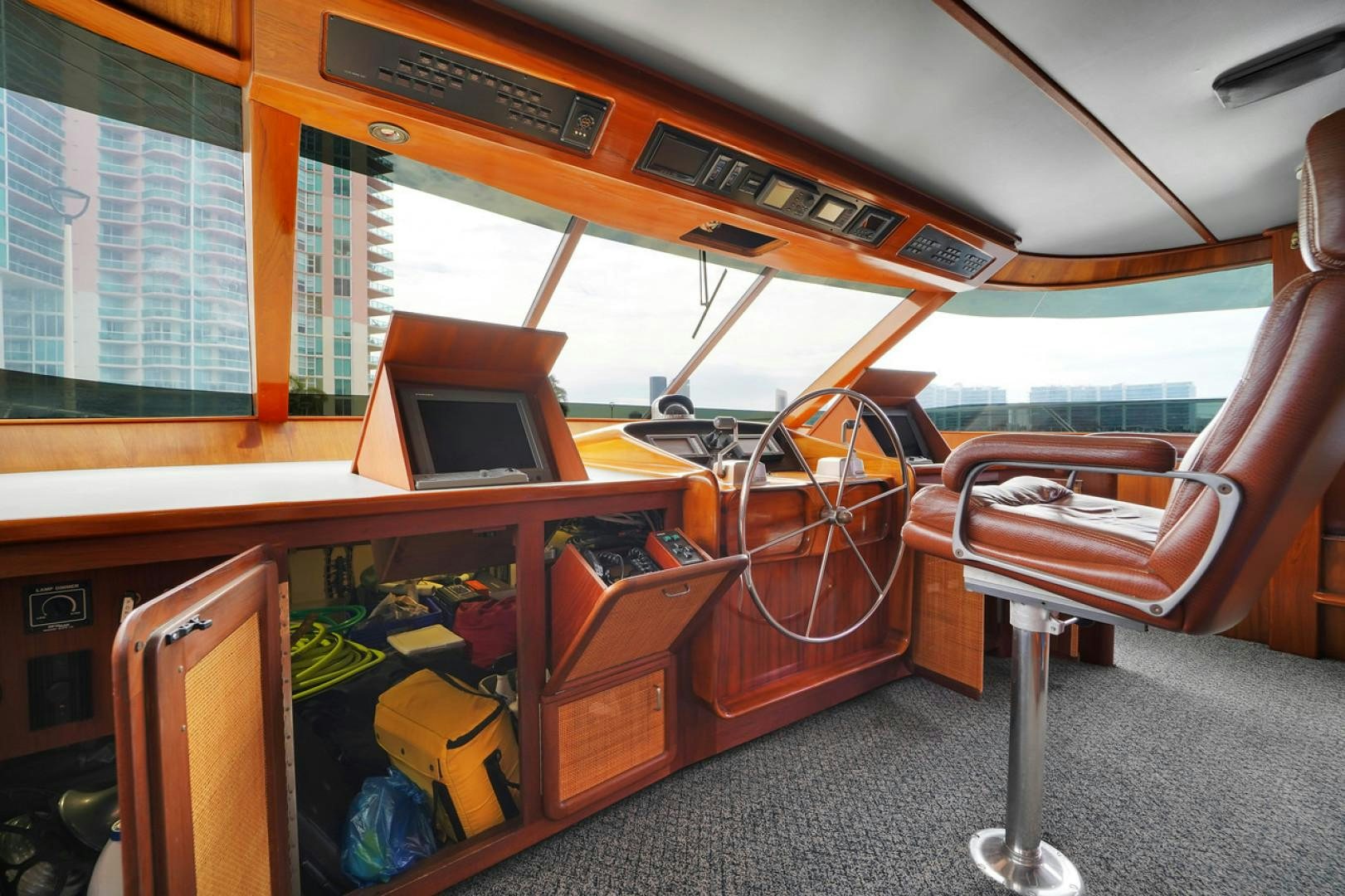 a room with a desk and a computer aboard STEALIN TIME Yacht for Sale
