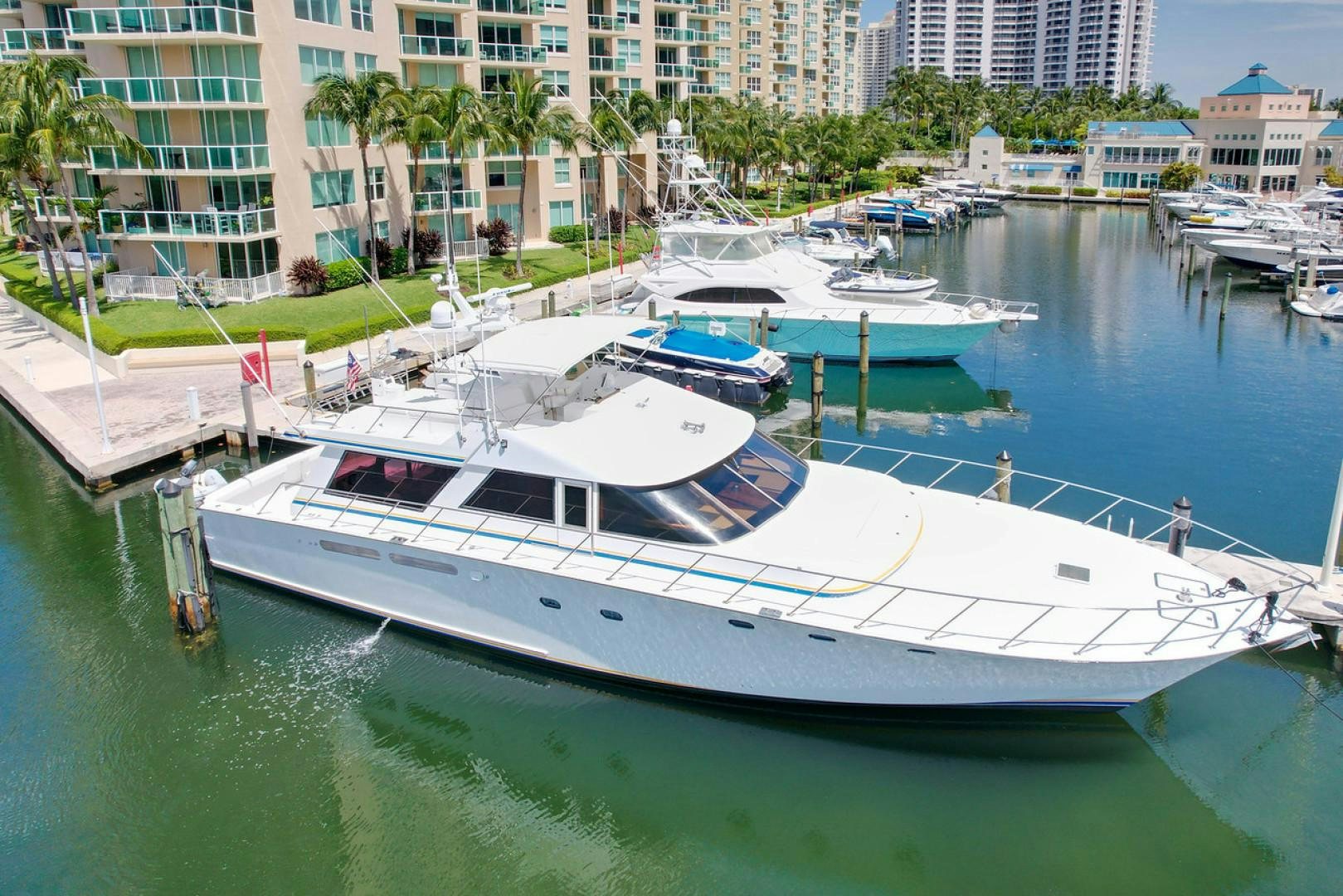 a group of boats are parked in a harbor aboard STEALIN TIME Yacht for Sale