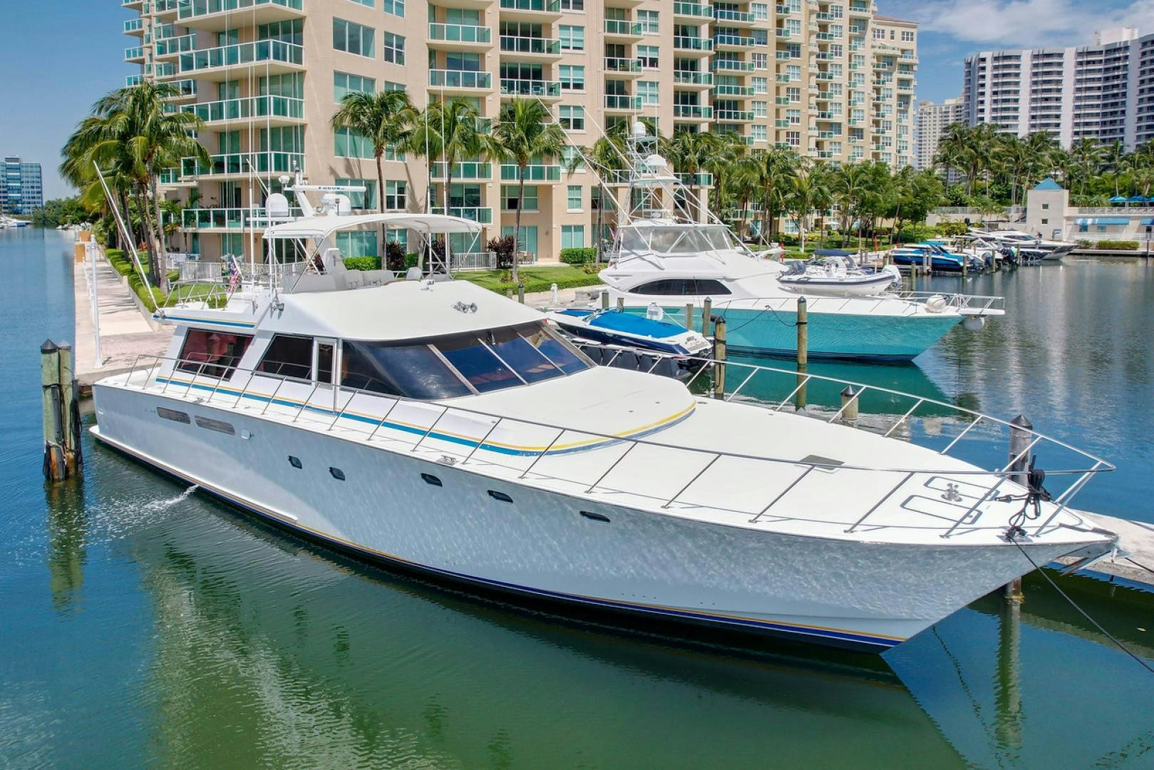 a group of boats are parked in a harbor aboard STEALIN TIME Yacht for Sale
