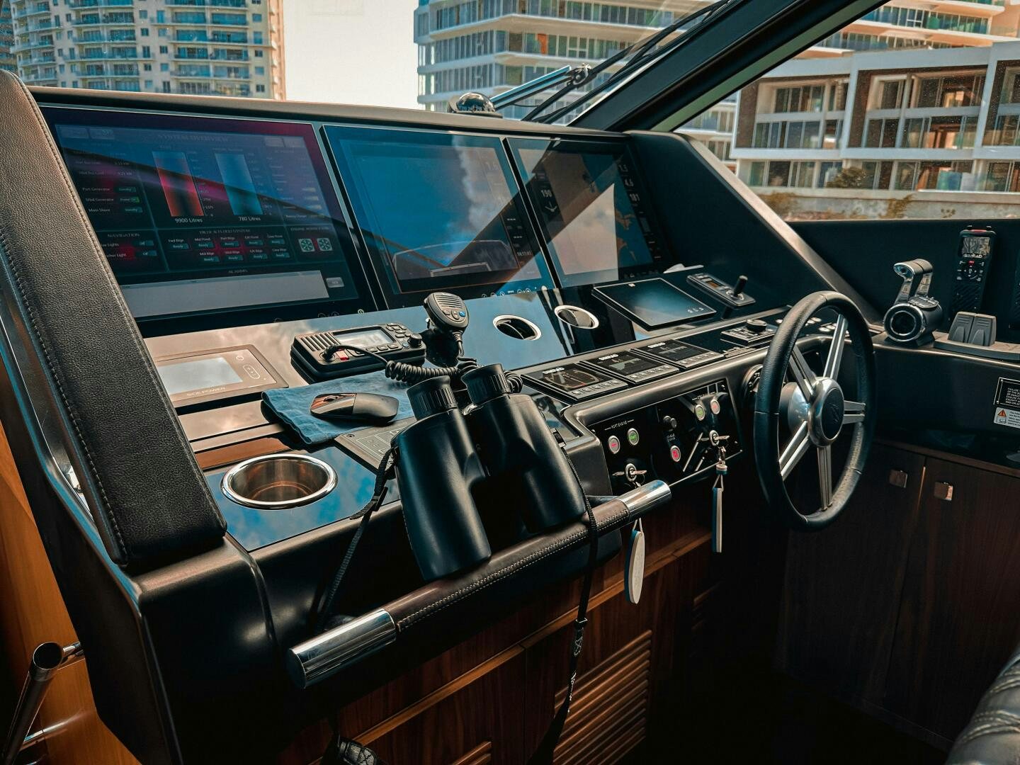 the inside of a car aboard TATIS Yacht for Sale