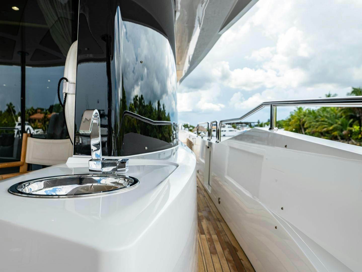 a large white sink in a room aboard TATIS Yacht for Sale