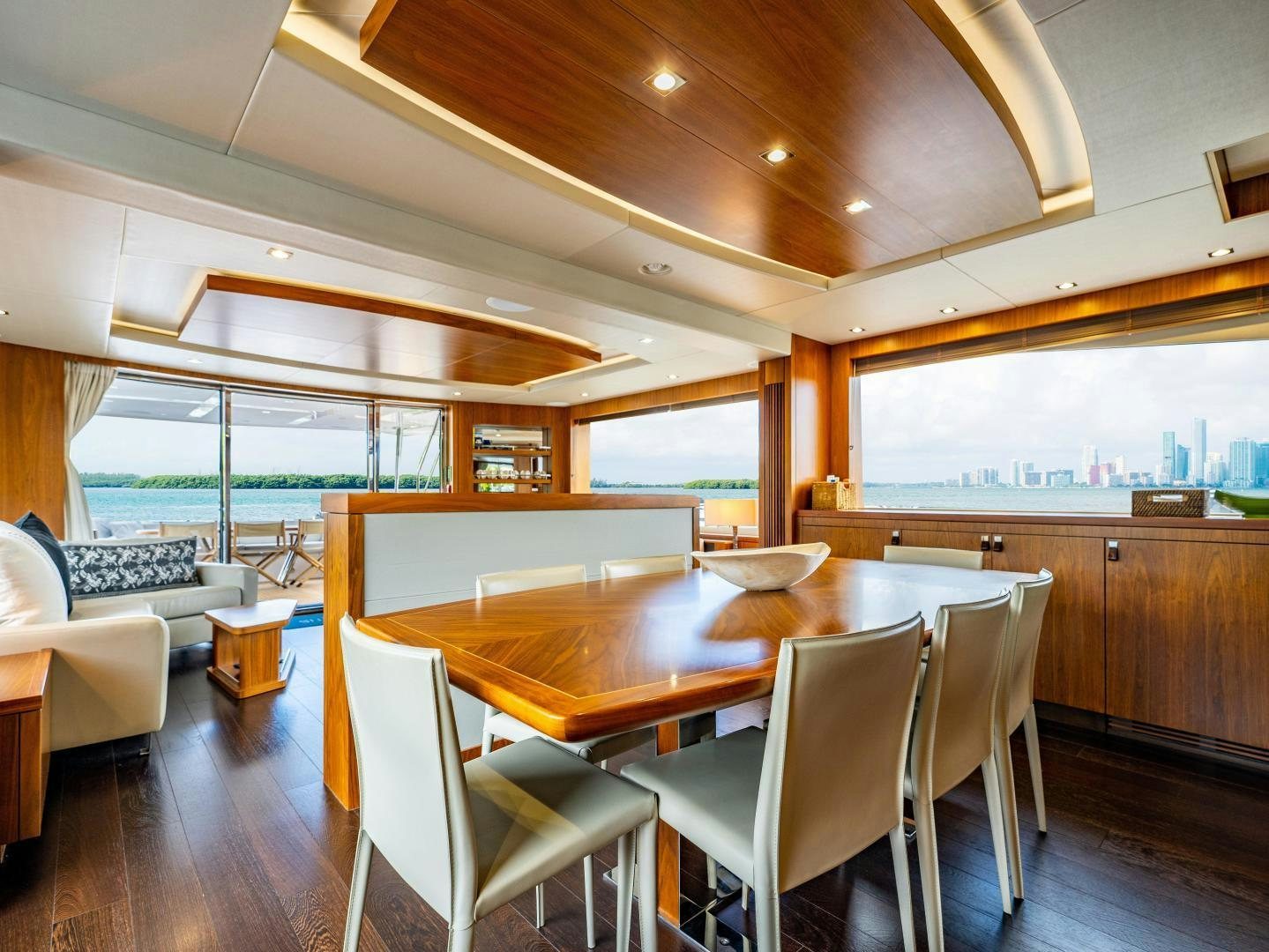 a kitchen and dining area aboard TATIS Yacht for Sale