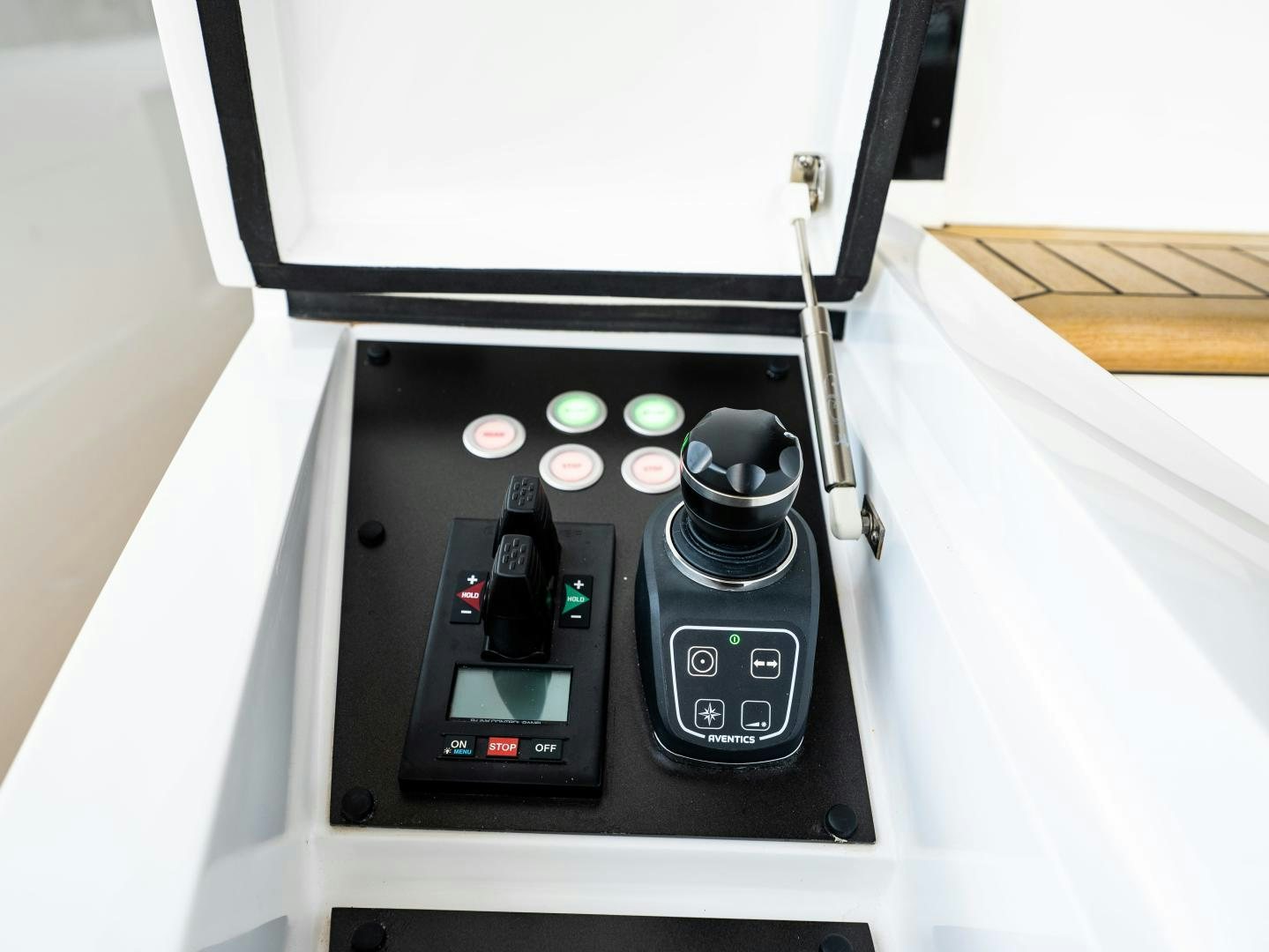 a black electronic device aboard TATIS Yacht for Sale