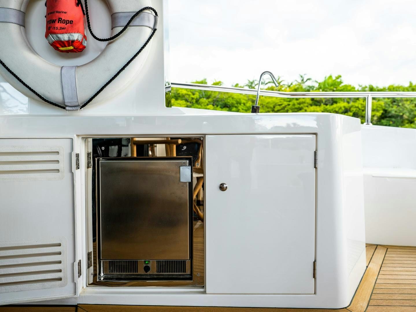 a white microwave oven aboard TATIS Yacht for Sale