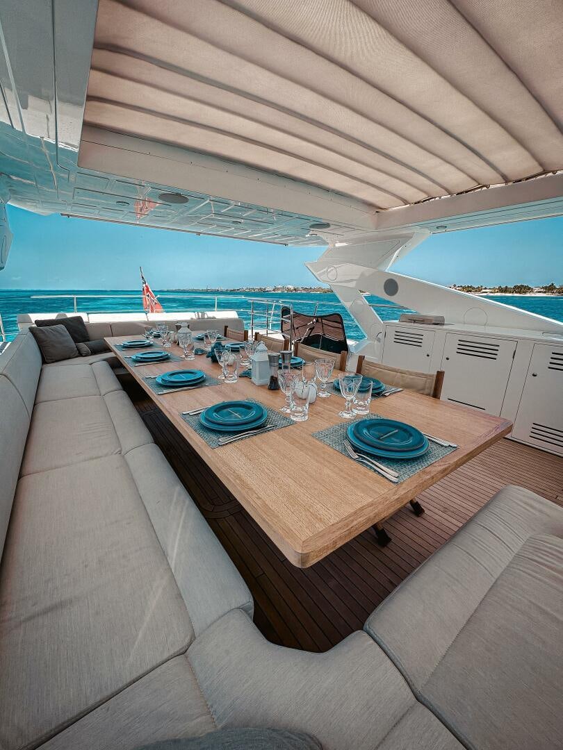 a table on a boat aboard TATIS Yacht for Sale