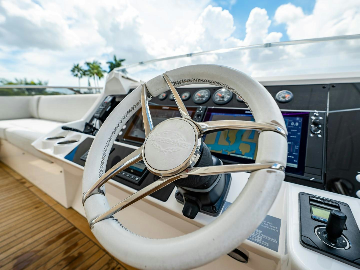the inside of a car aboard TATIS Yacht for Sale
