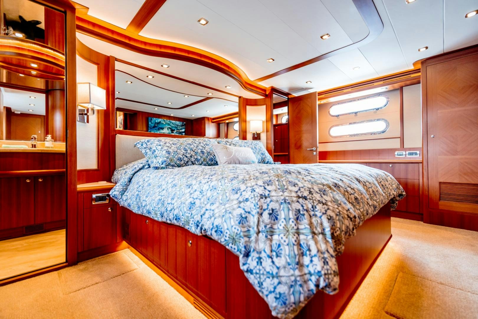 a bed in a cabin aboard MAHALO Yacht for Sale