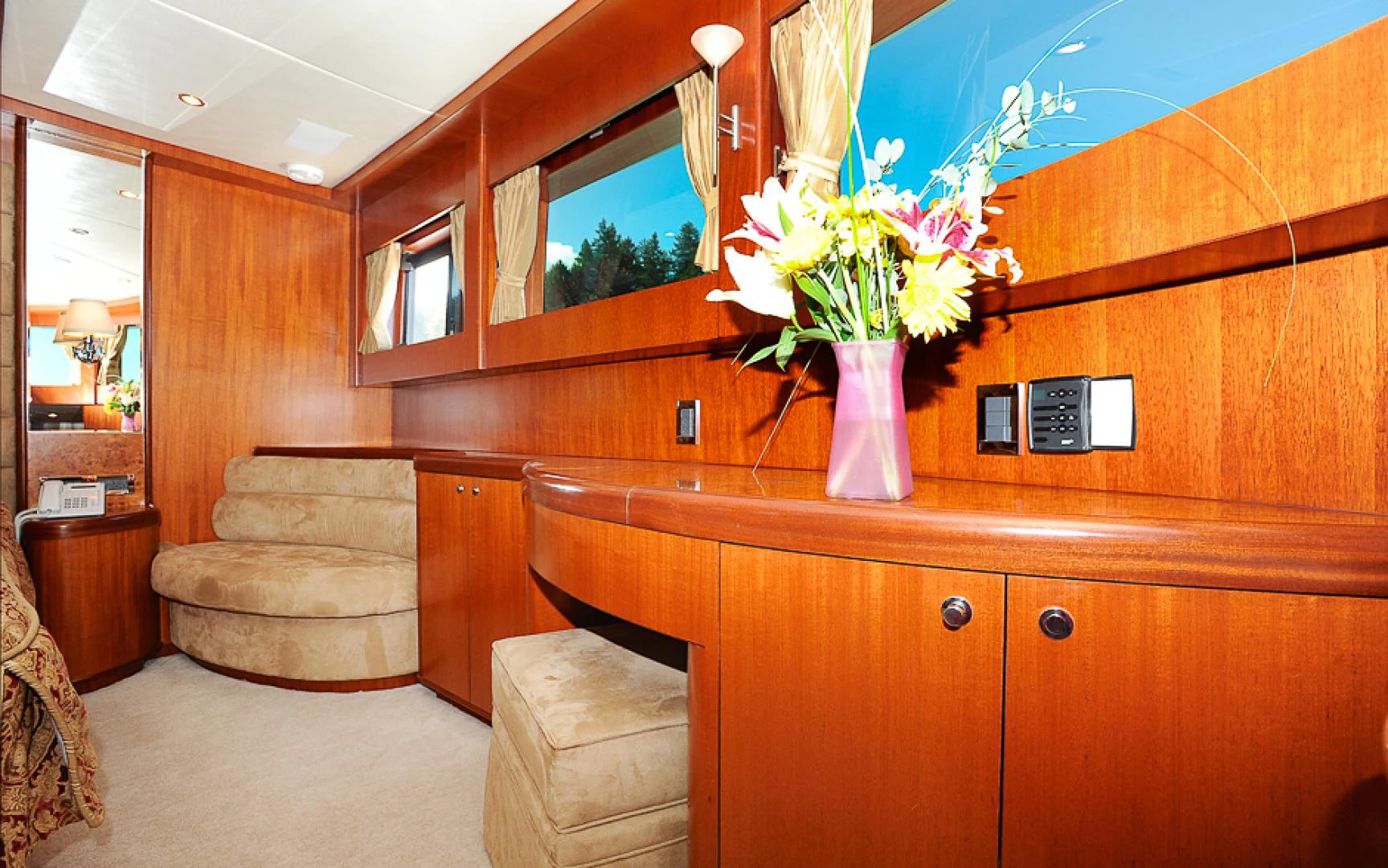 a room with a desk and a chair aboard MARANATHA Yacht for Sale