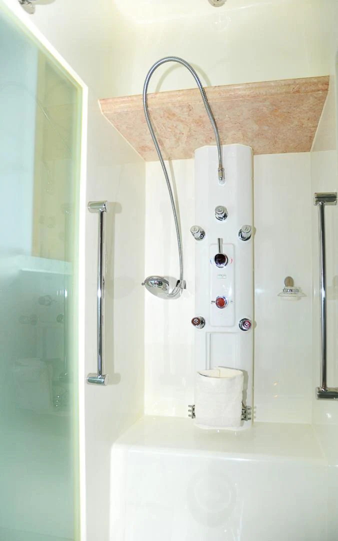 a shower head with a handle aboard MARANATHA Yacht for Sale