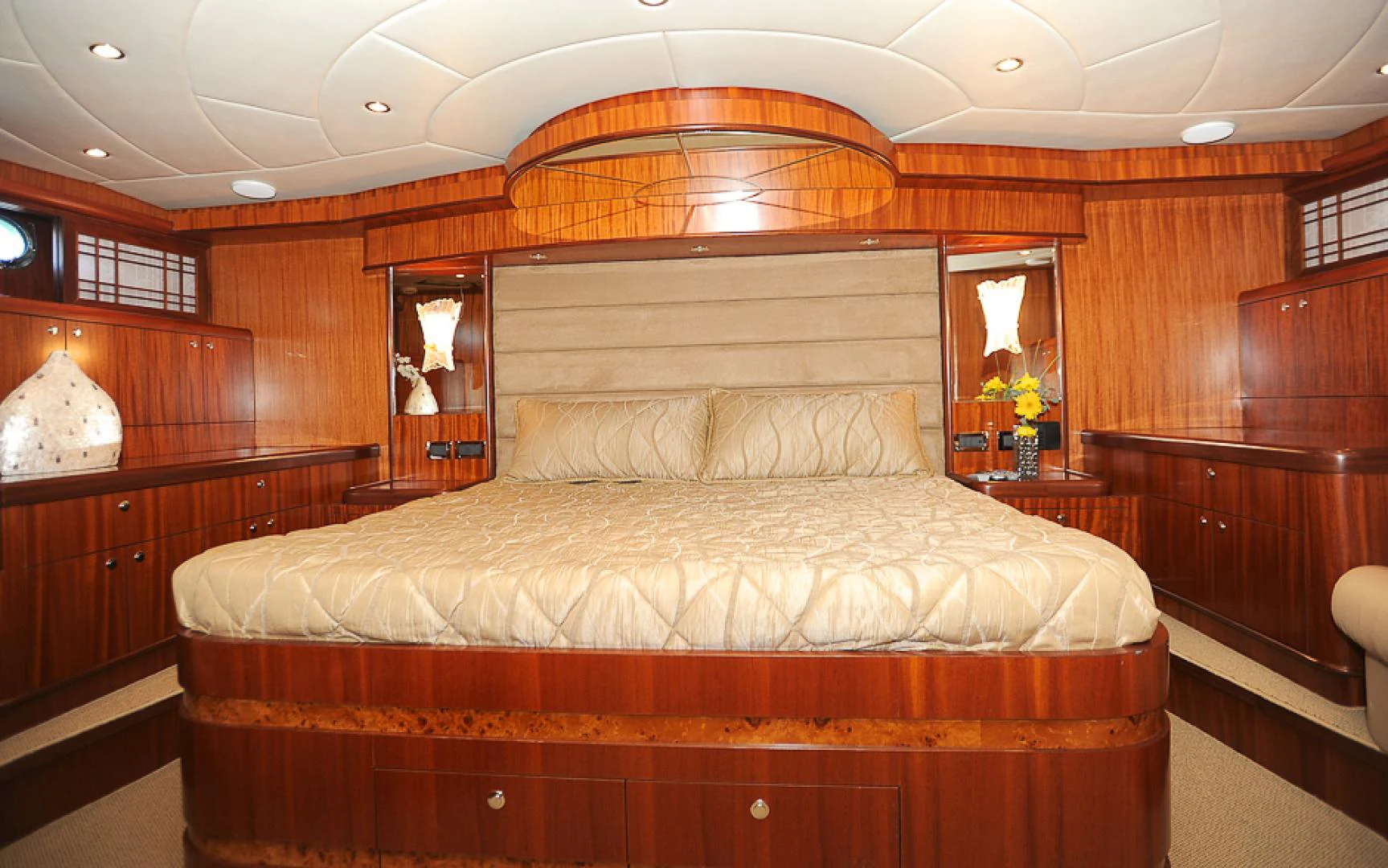 a bed in a room aboard MARANATHA Yacht for Sale