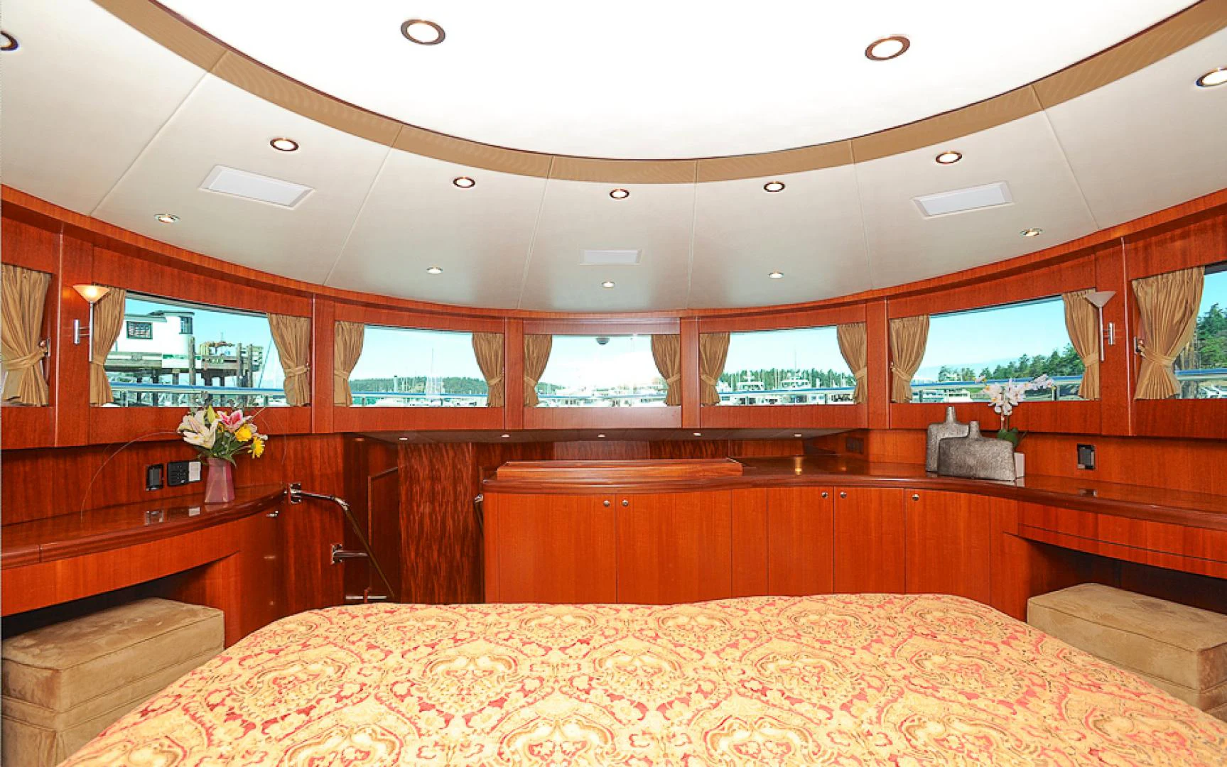 a room with a bed and a window aboard MARANATHA Yacht for Sale