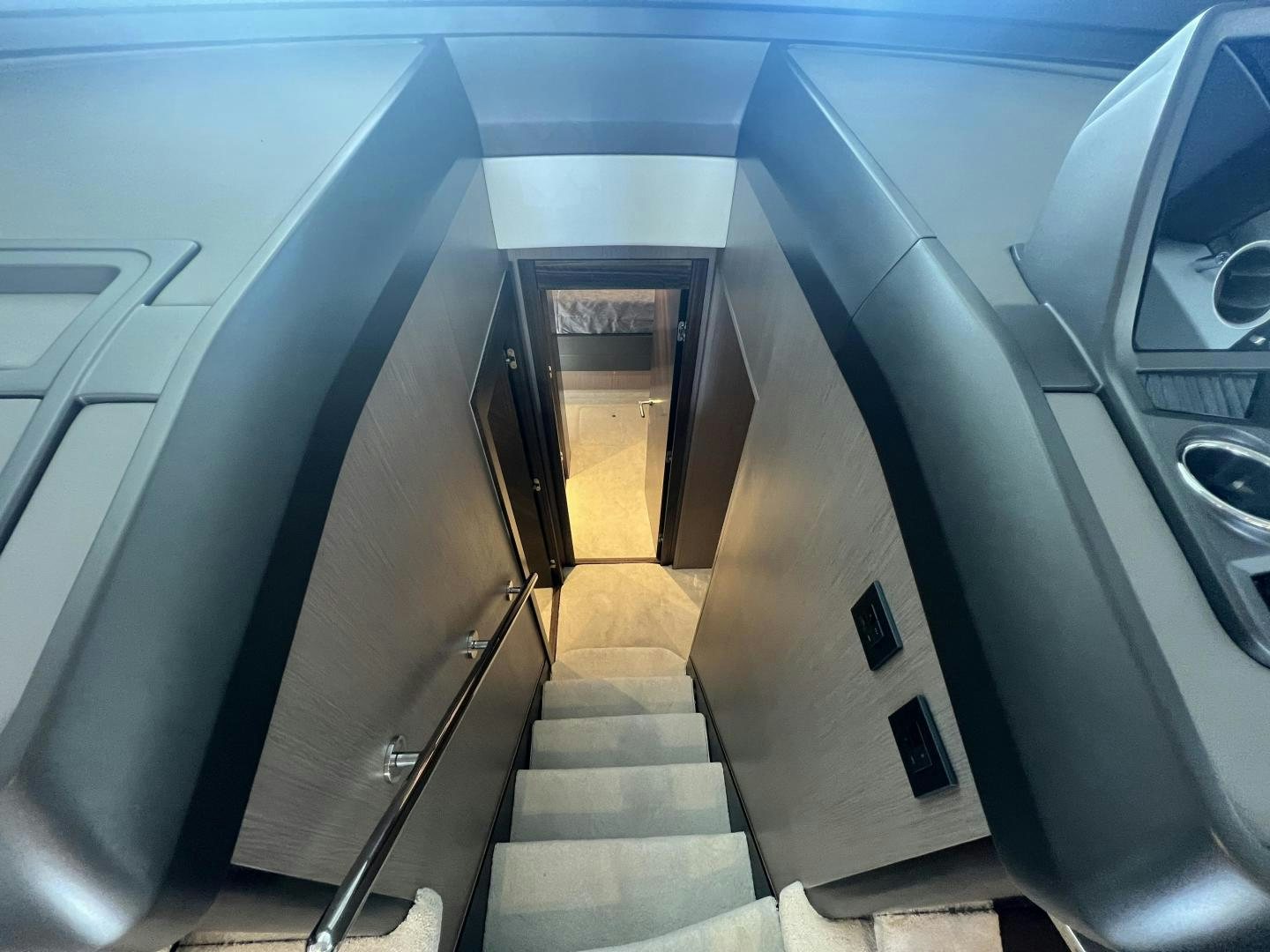 a hallway with a set of doors aboard DELICIA Yacht for Sale