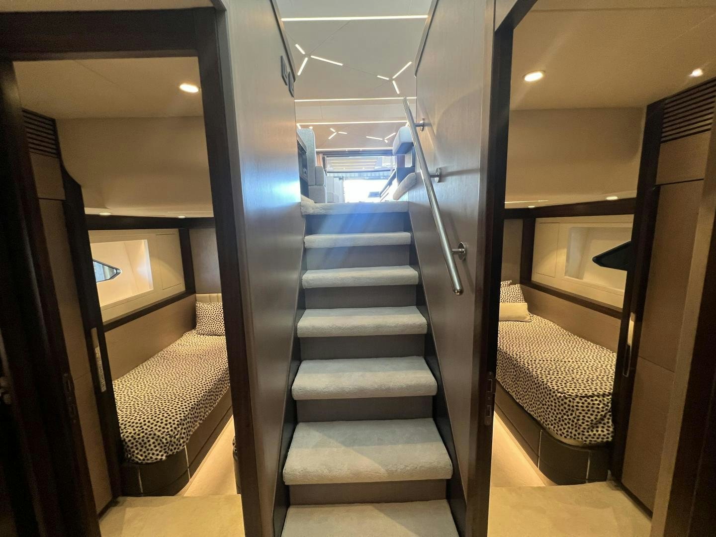 a set of stairs in a room aboard DELICIA Yacht for Sale