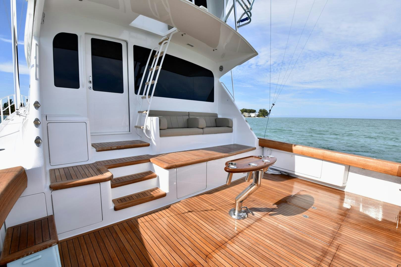 a boat on a deck aboard Hoof Hearted Yacht for Sale