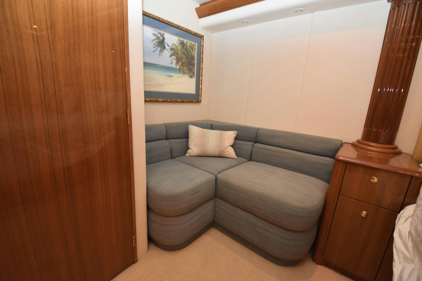 a bed in a room aboard Hoof Hearted Yacht for Sale