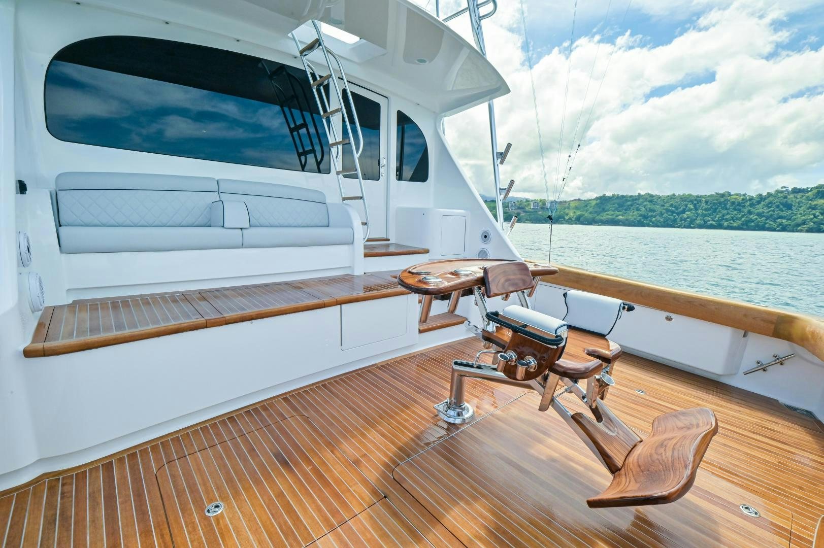 a boat on a deck aboard EL LOBO Yacht for Sale
