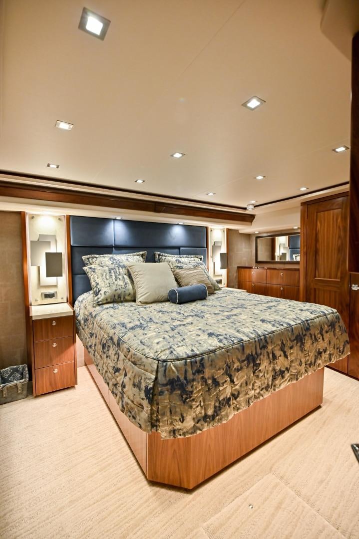 a bed in a room aboard EL LOBO Yacht for Sale