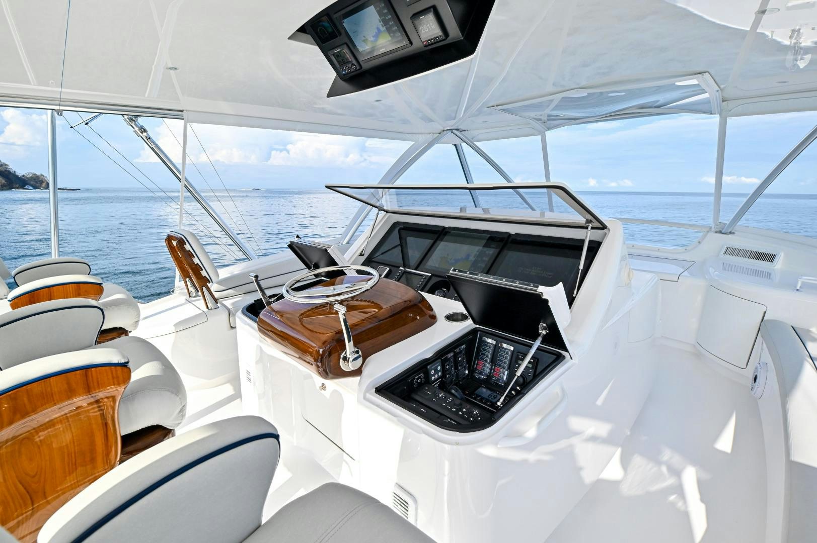a boat with a laptop on it aboard EL LOBO Yacht for Sale