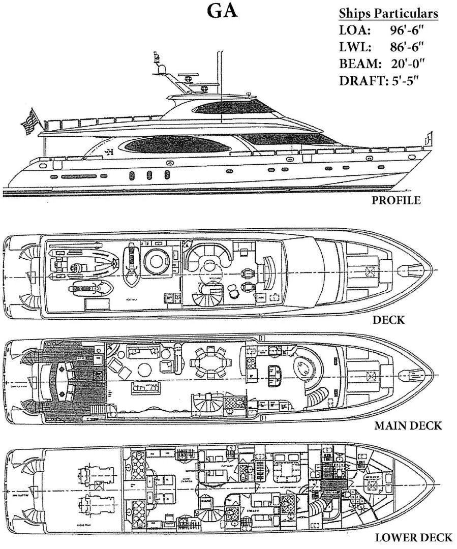 diagram, engineering drawing, schematic aboard B HAPPY Yacht for Sale