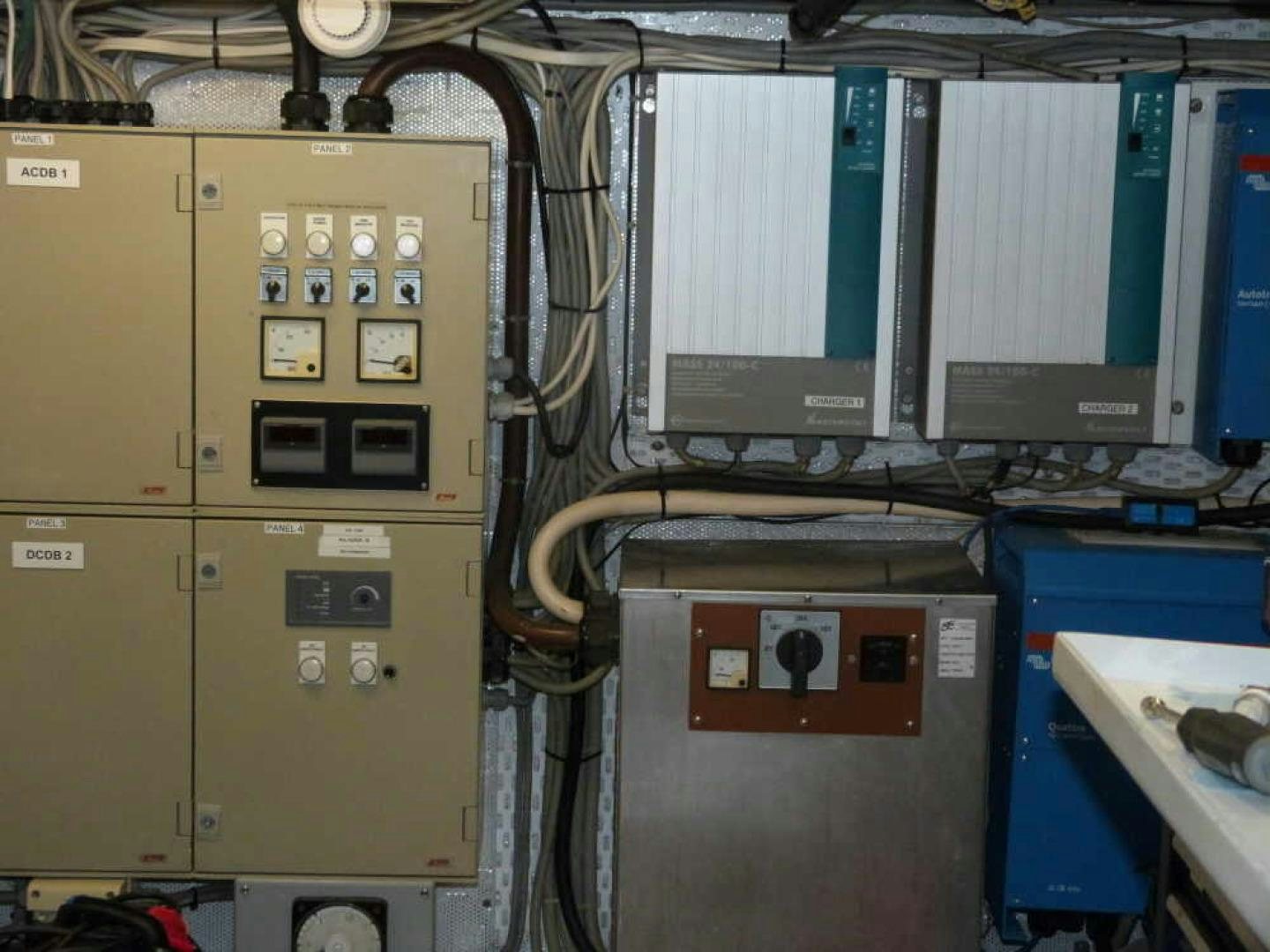 a computer set up with several components aboard RANGELEY Yacht for Sale