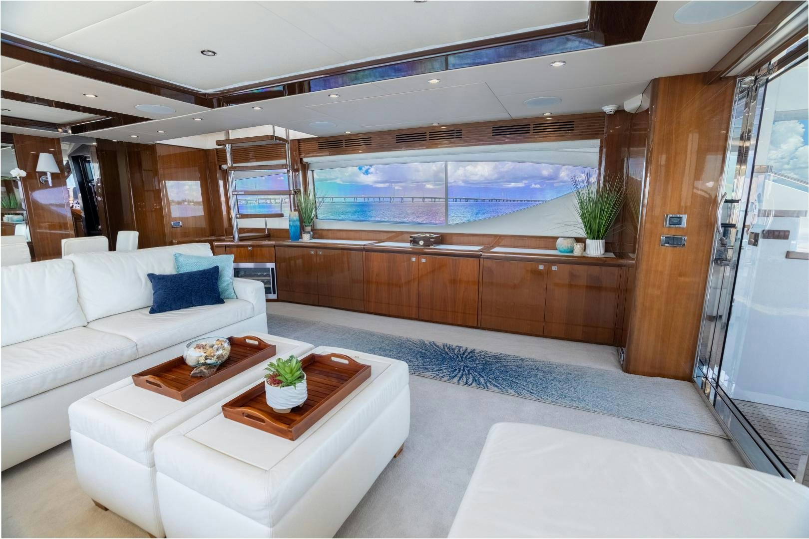 a room with a couch and a table aboard STEPHANIE Yacht for Sale