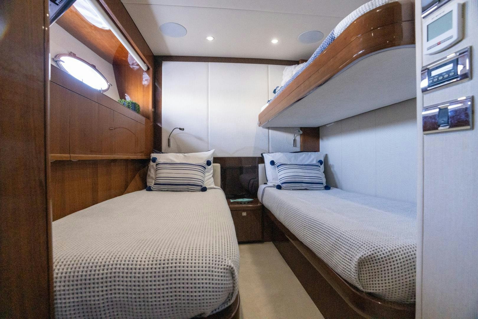 a room with two beds aboard STEPHANIE Yacht for Sale