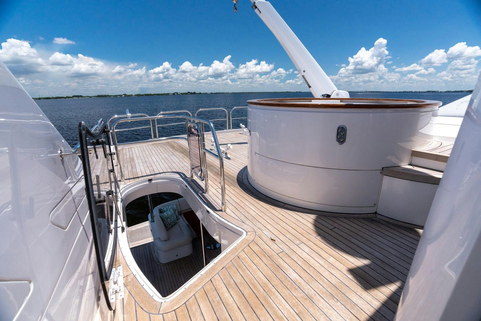 a boat on a deck aboard STEPHANIE Yacht for Sale