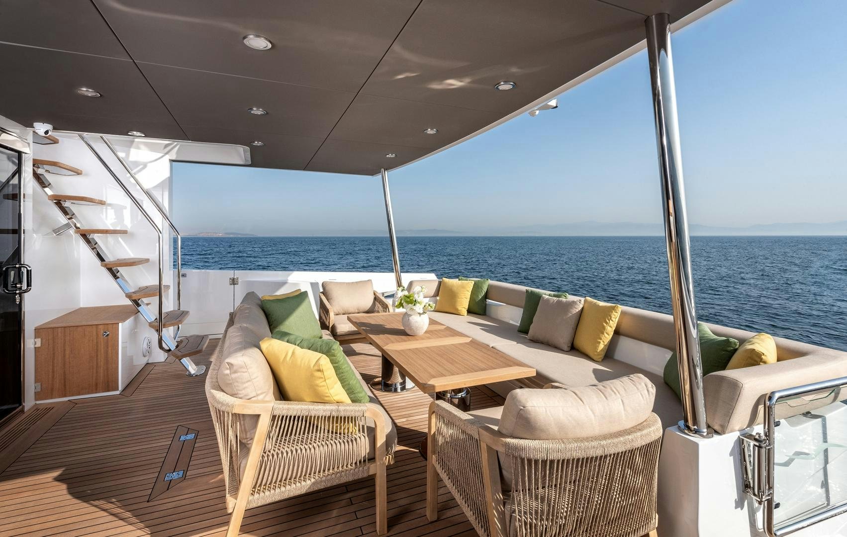 a balcony with a view of the ocean aboard NUMARINE 22XP Yacht for Sale