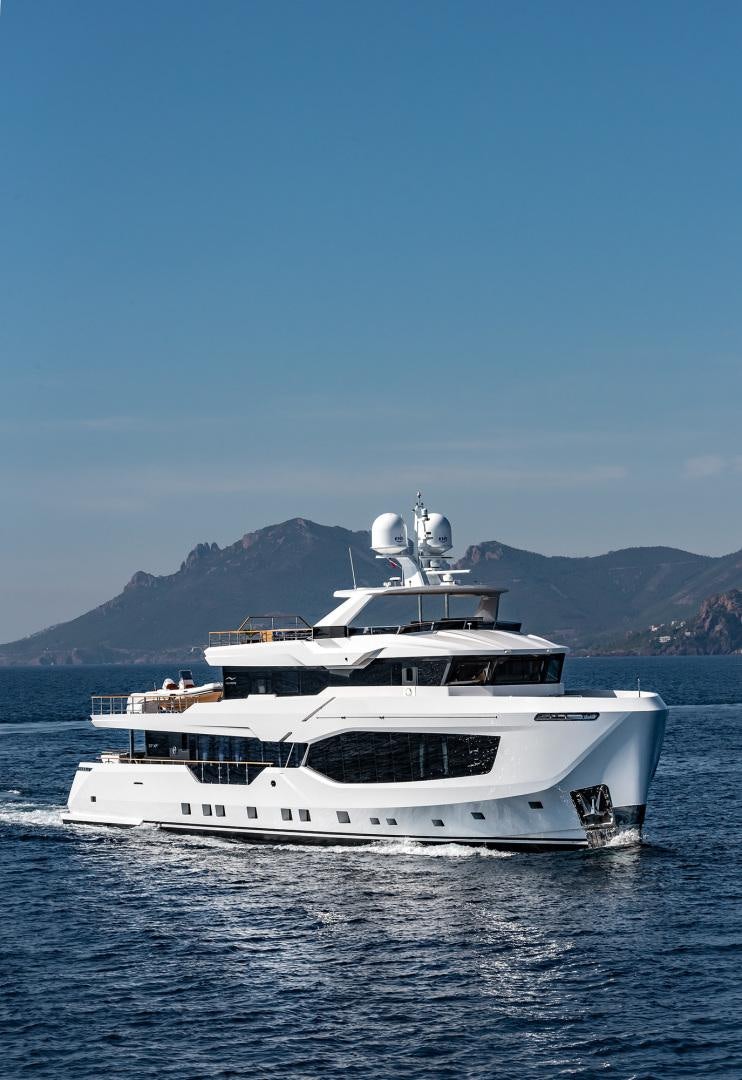 a white yacht in the water aboard NUMARINE 37XP Yacht for Sale