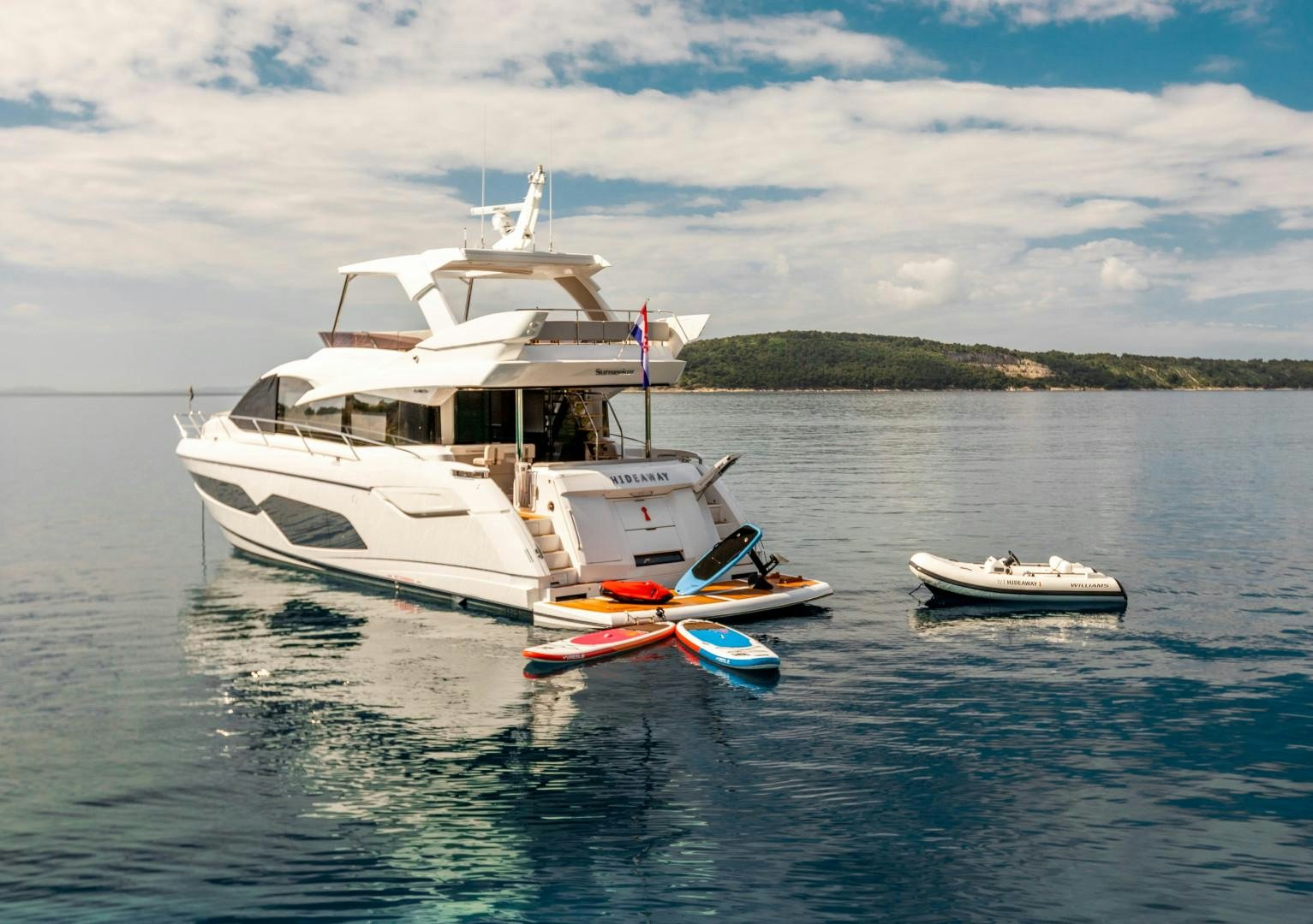 a boat on the water aboard HIDEAWAY Yacht for Sale