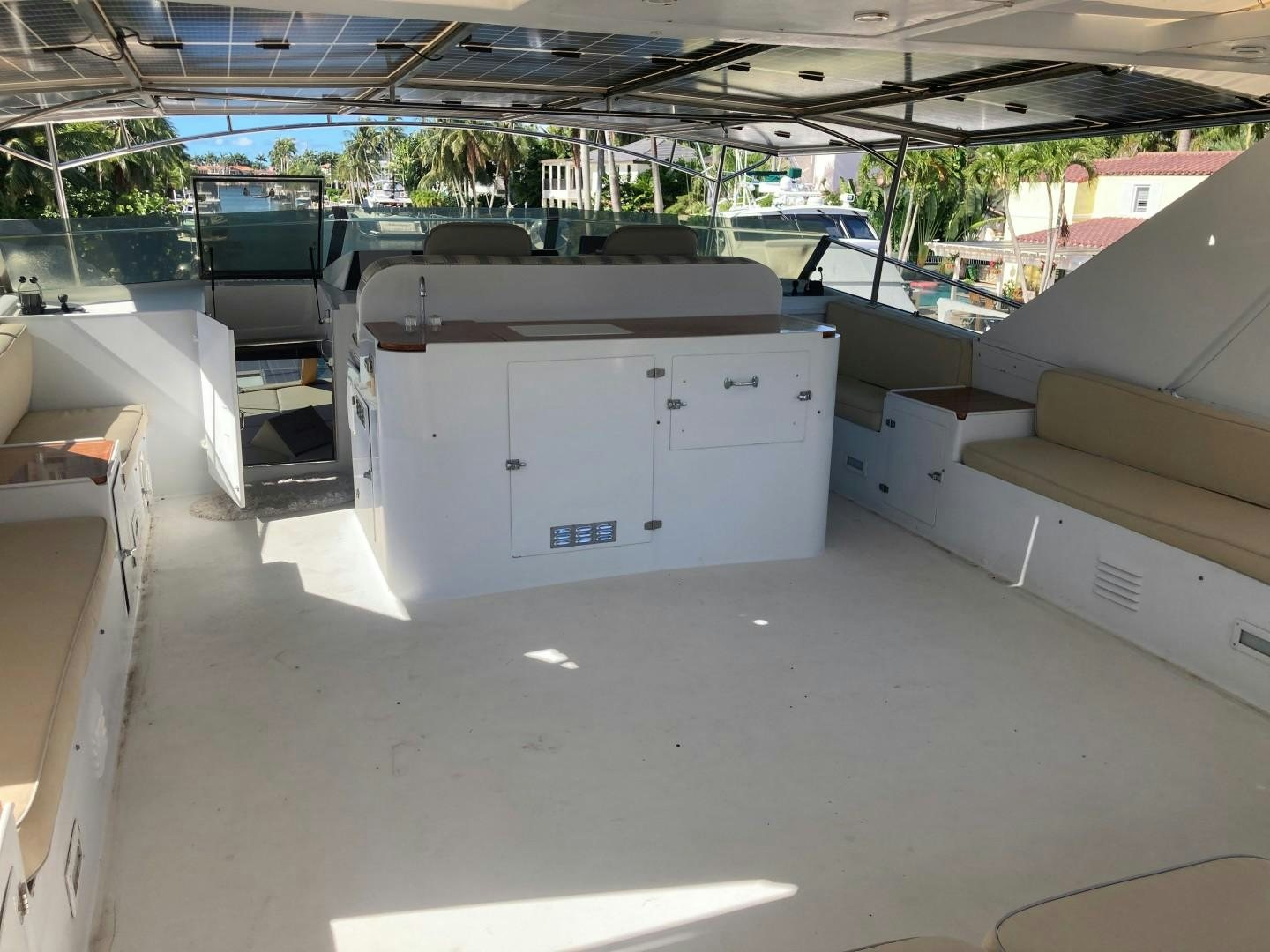 a warehouse with white containers aboard GOLDEN RULE Yacht for Sale