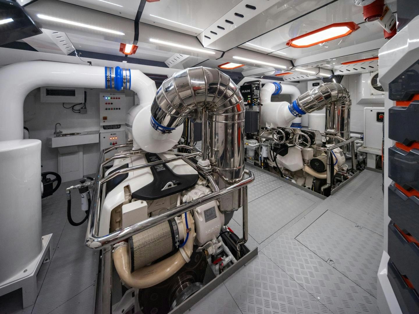 a large machine with many wires aboard EDGE   NB 201 Yacht for Sale