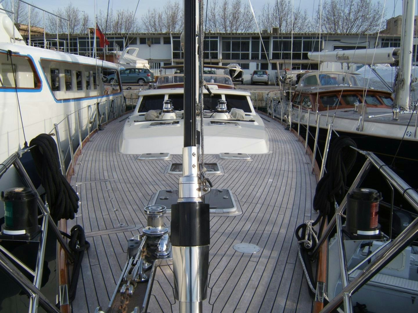 a bicycle parked on a deck aboard ADJUTOR Yacht for Sale