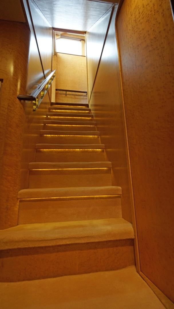 a set of stairs leading up to a door aboard LAID BACK Yacht for Sale