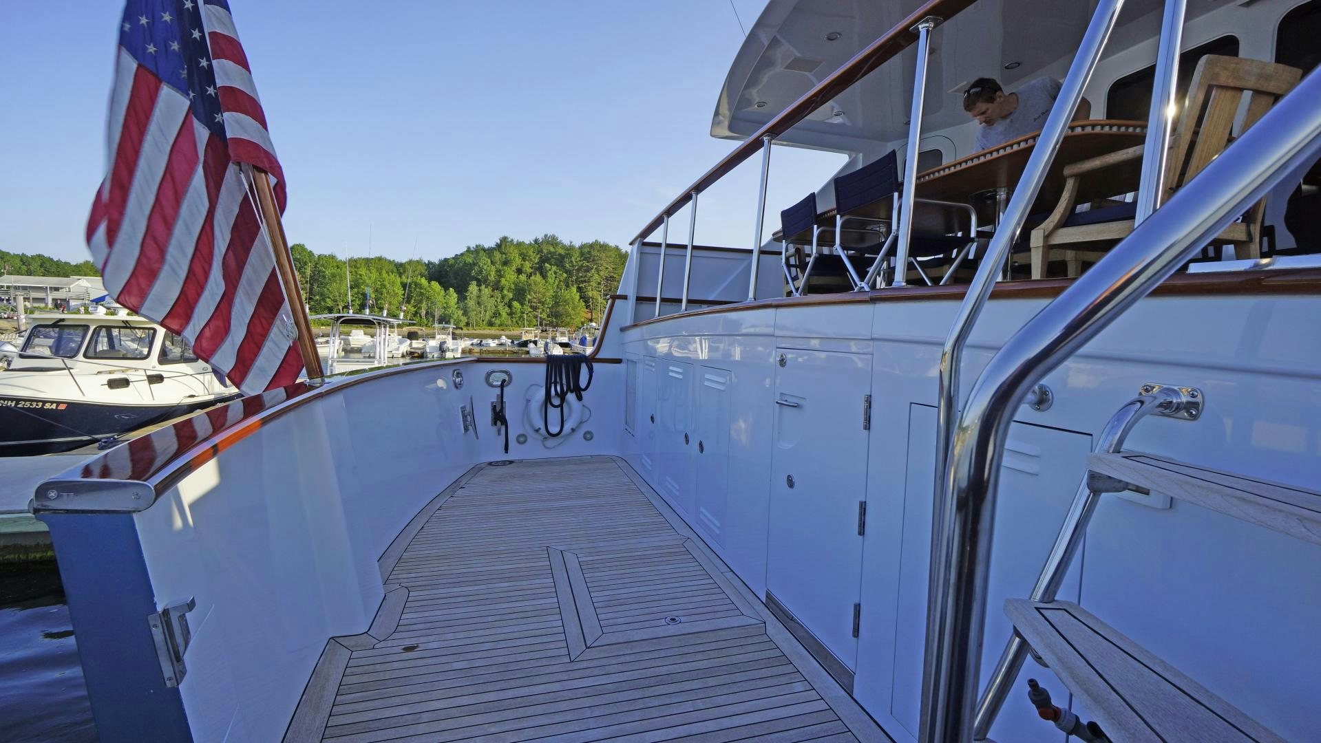 a flag on a boat aboard LAID BACK Yacht for Sale