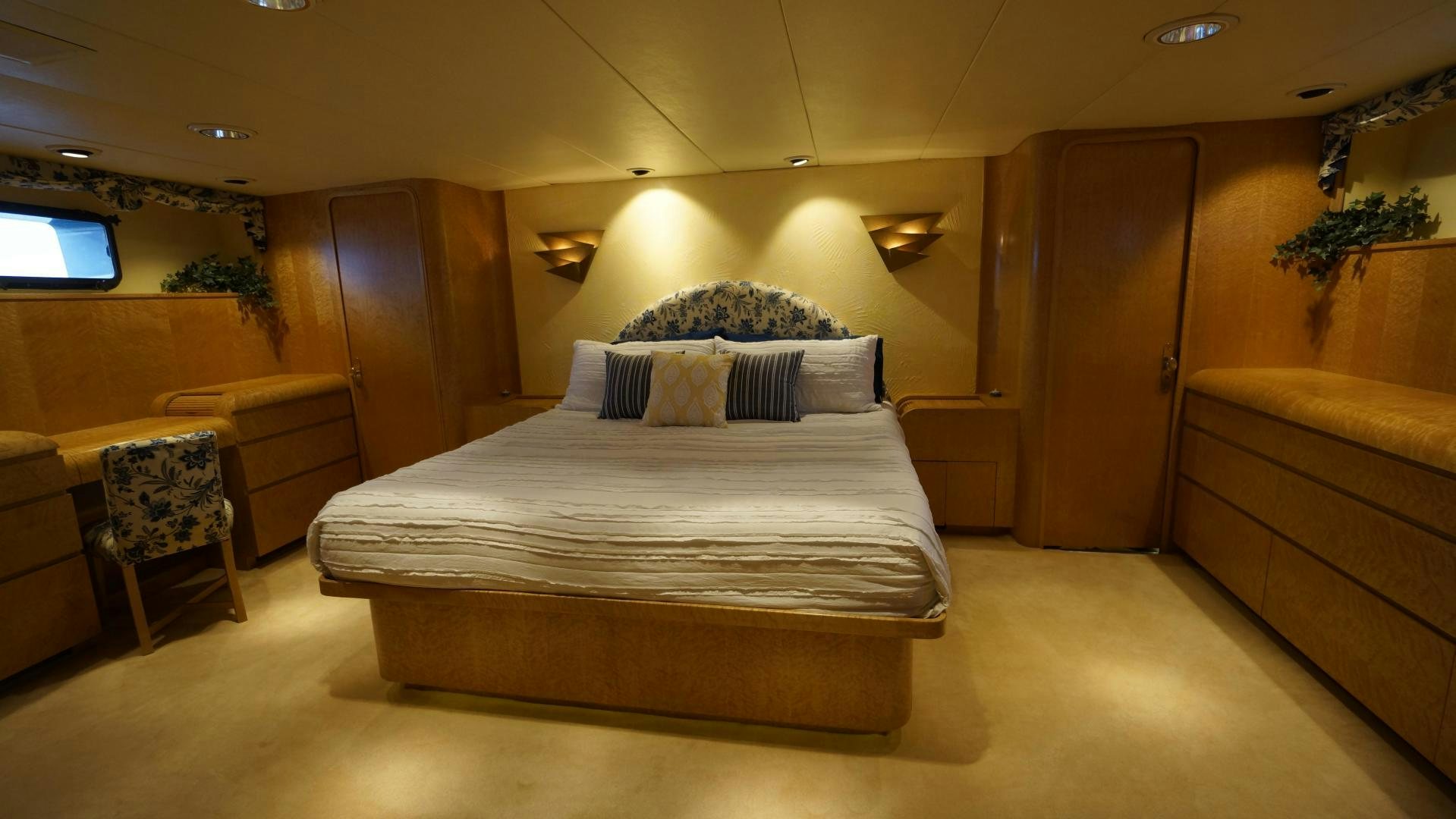 a bed in a room aboard LAID BACK Yacht for Sale