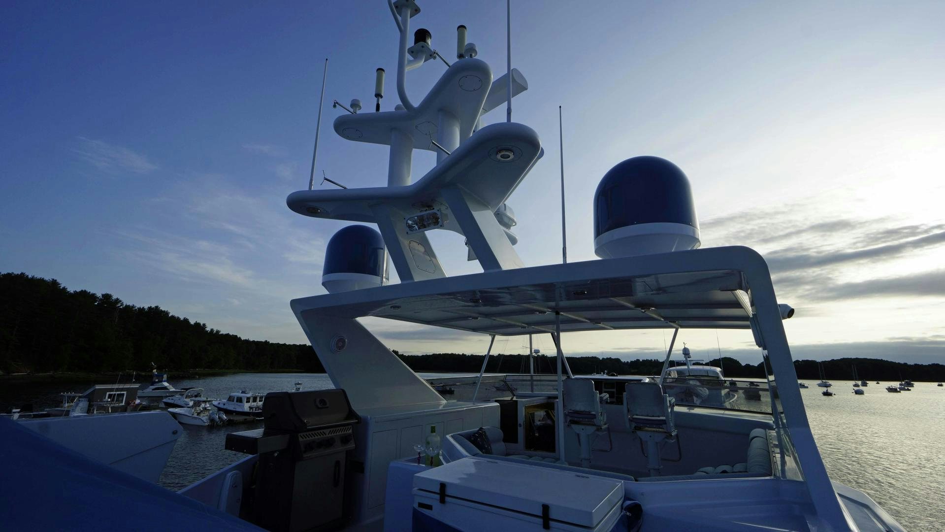 a boat docked at a pier aboard LAID BACK Yacht for Sale
