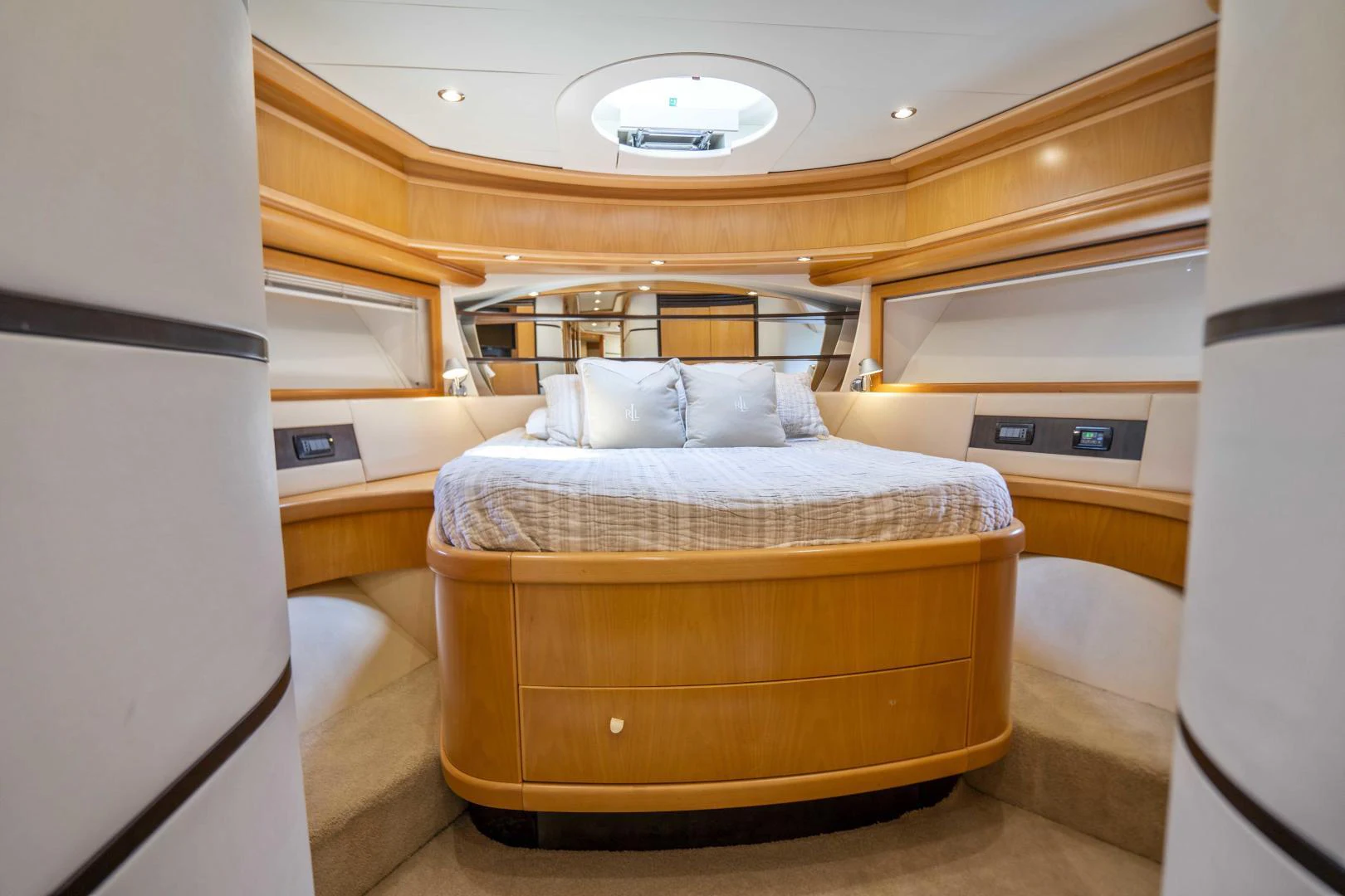 a bed in a room aboard DENISE Yacht for Sale