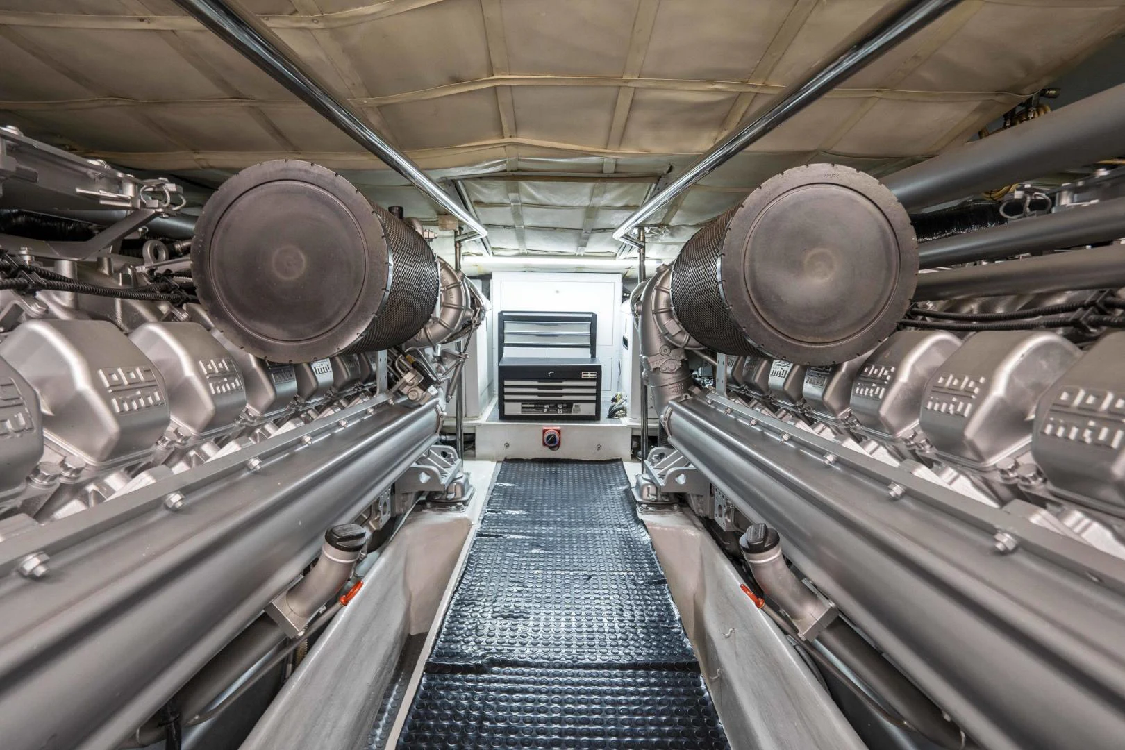 a large room with large barrels aboard DENISE Yacht for Sale