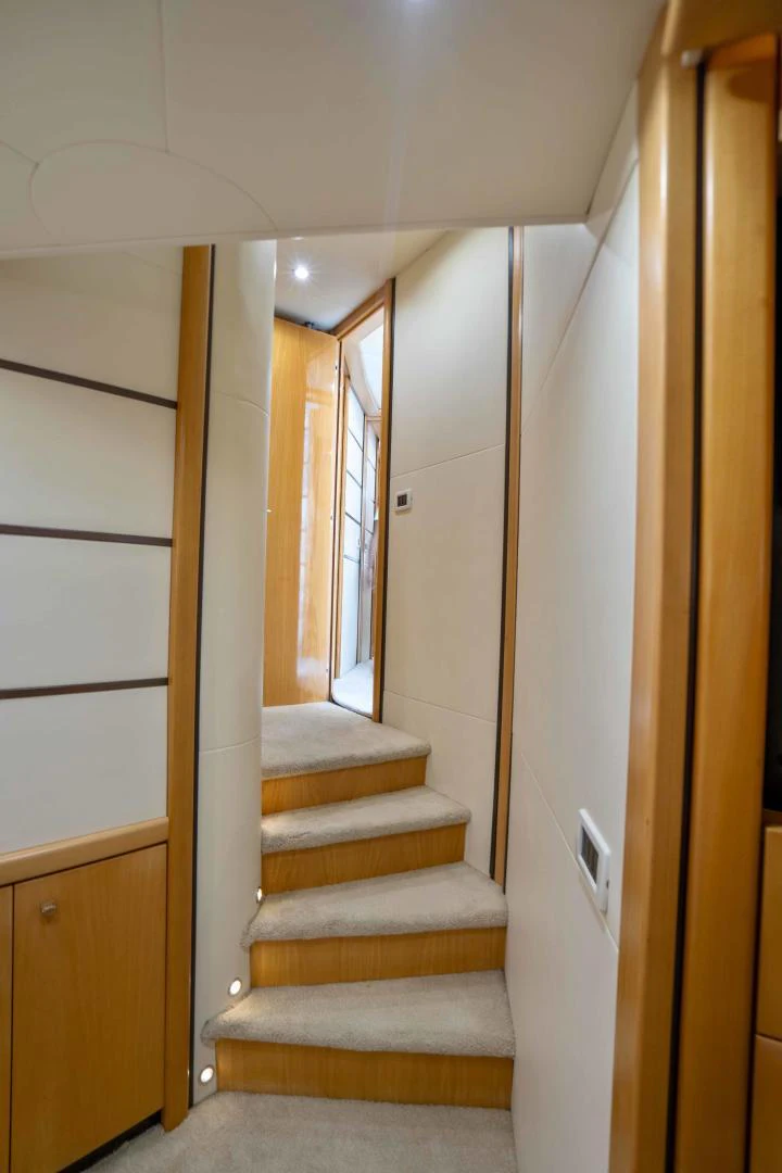 a staircase in a house aboard DENISE Yacht for Sale