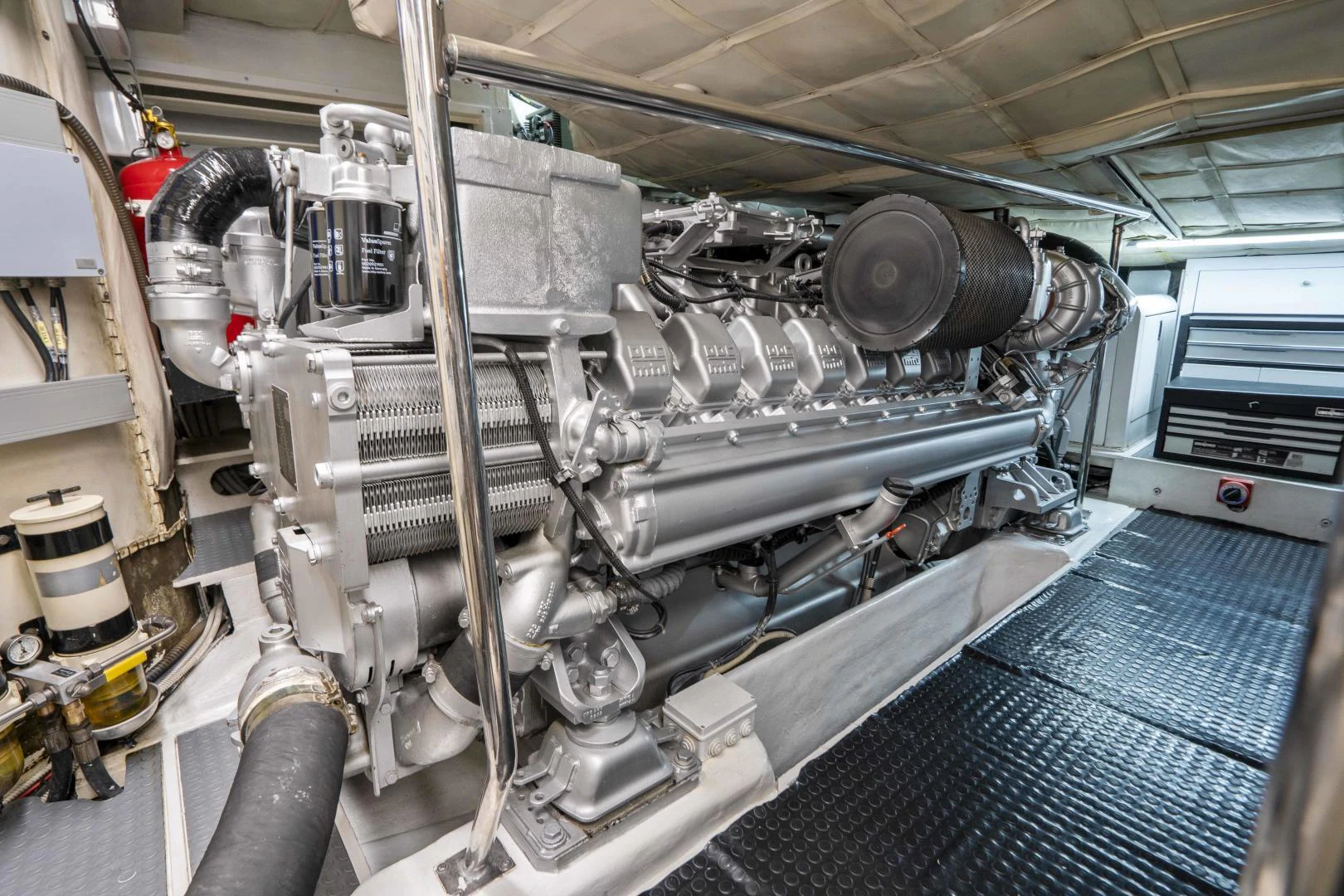 a large machine in a room aboard DENISE Yacht for Sale