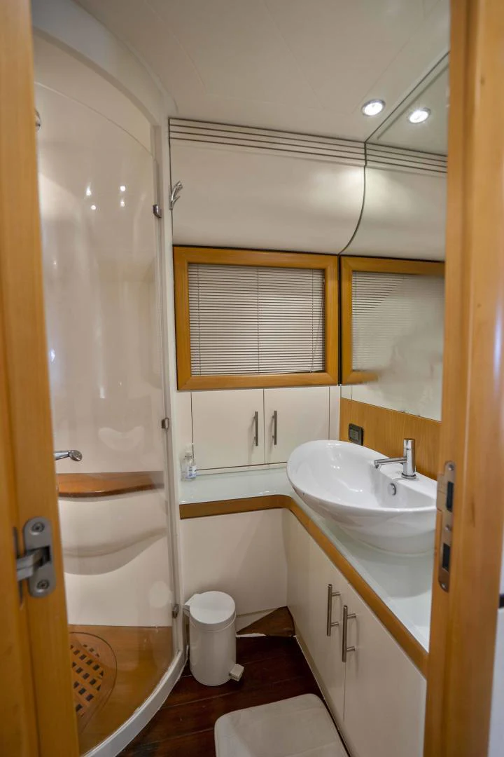 a bathroom with a sink and a toilet aboard DENISE Yacht for Sale