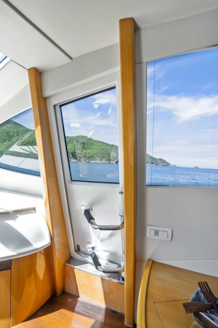 a large glass shower door aboard DENISE Yacht for Sale