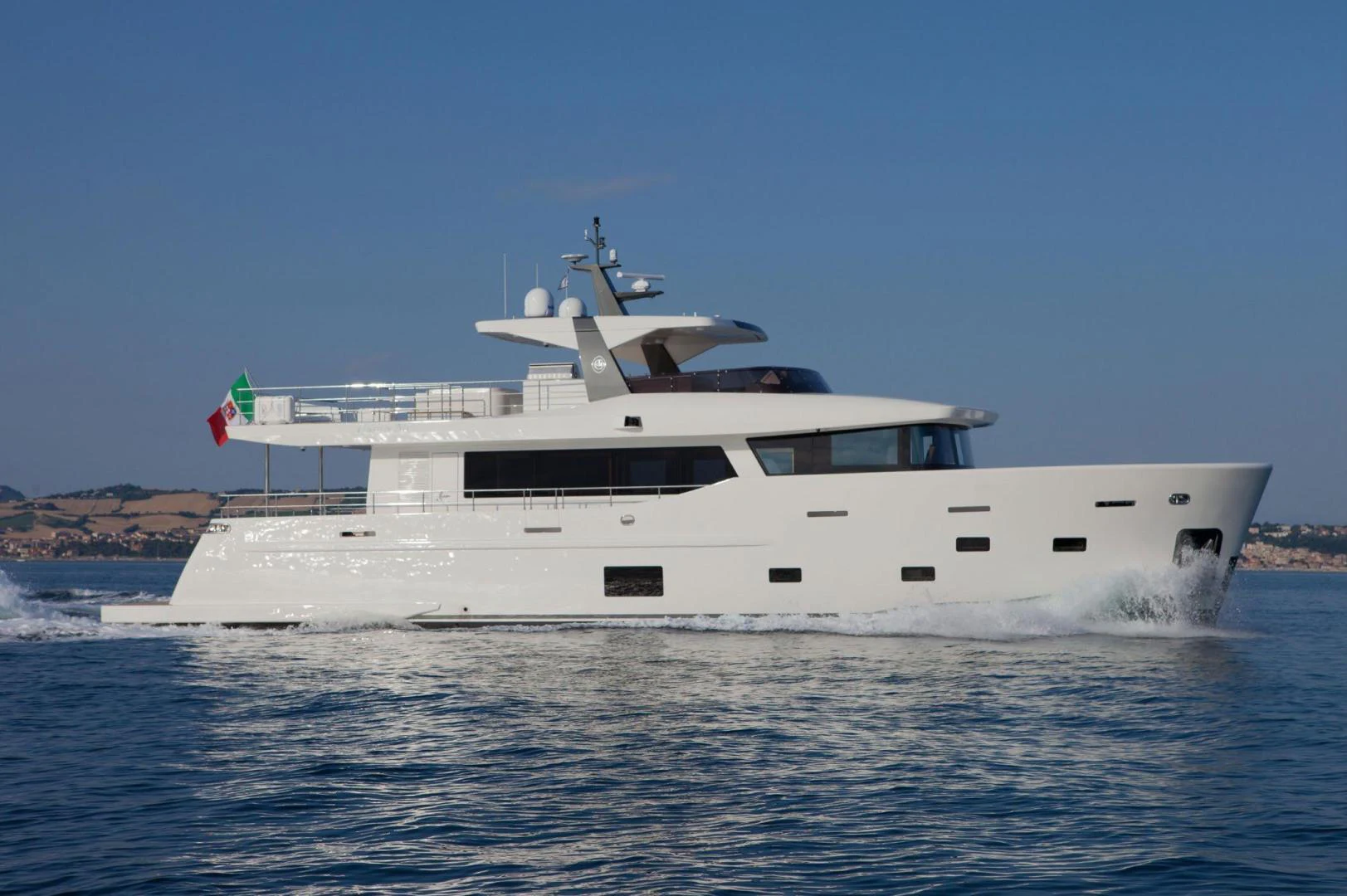 a large white ship aboard YES Yacht for Sale