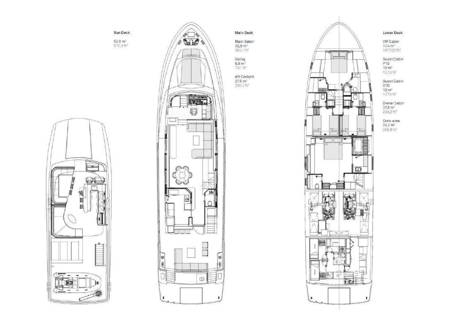 diagram, engineering drawing aboard YES Yacht for Sale