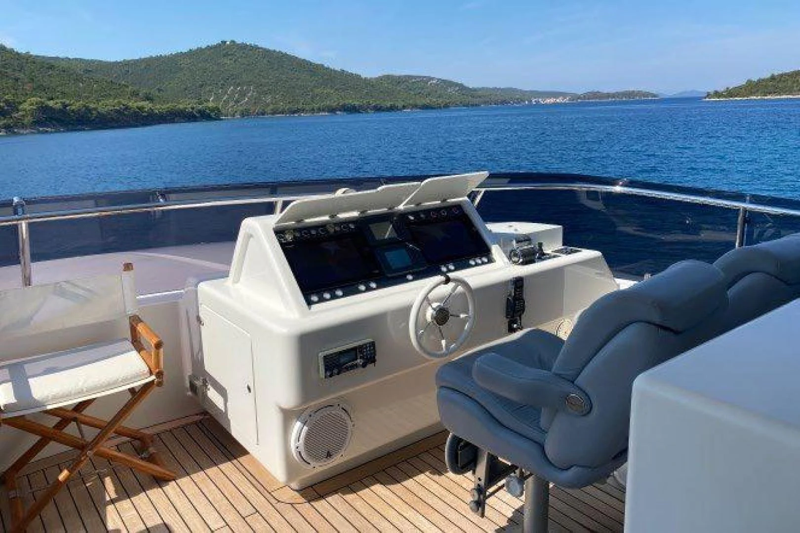 a boat on a deck aboard YES Yacht for Sale