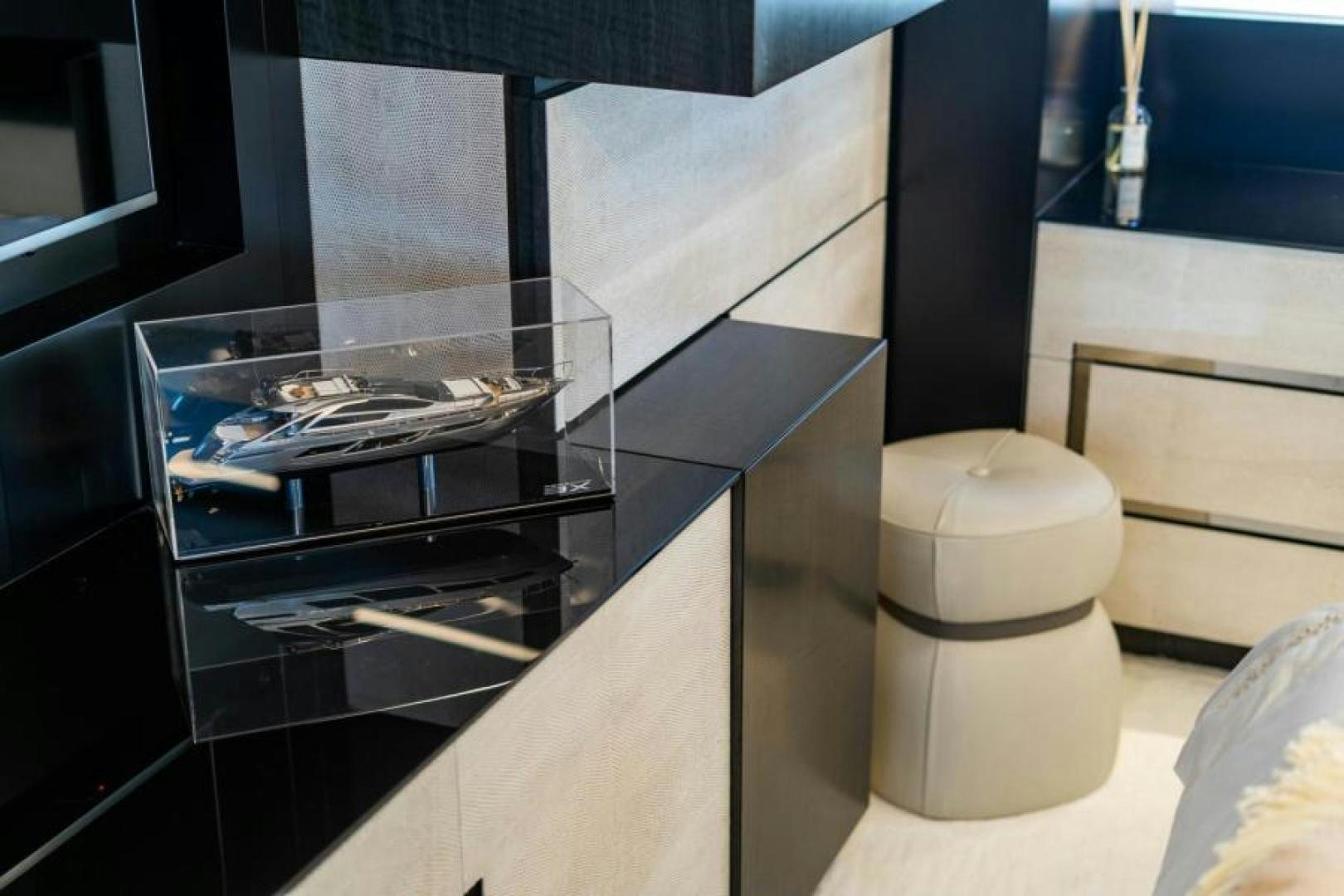 a black and white bathroom aboard MARCHELLY Yacht for Sale