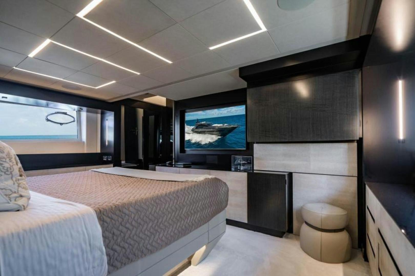 a room with a bed and a tv aboard MARCHELLY Yacht for Sale
