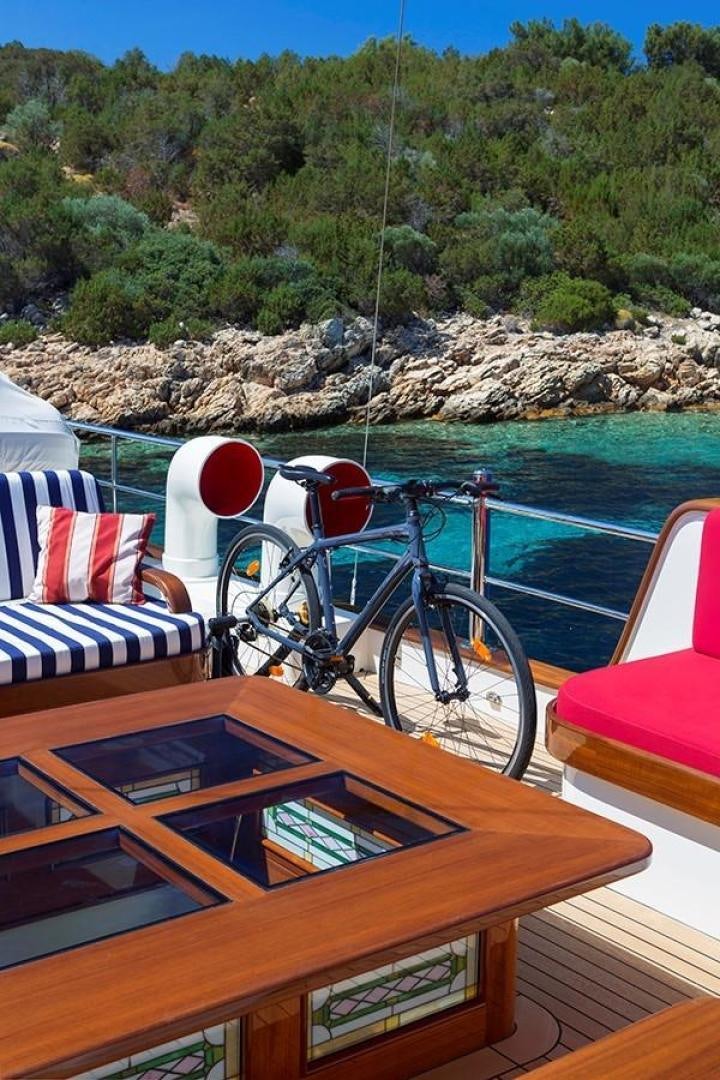 a bicycle on a boat aboard DARWIN Yacht for Sale