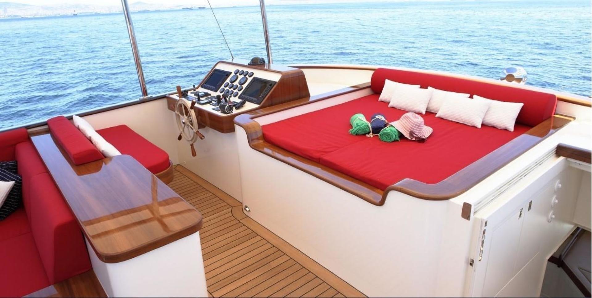 a boat with food on the water aboard DARWIN Yacht for Sale